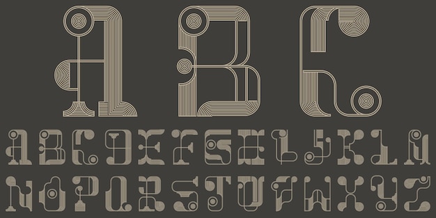 Art Deco creative font. Retro style English alphabet.