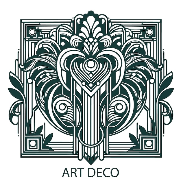 Art Deco line art vector