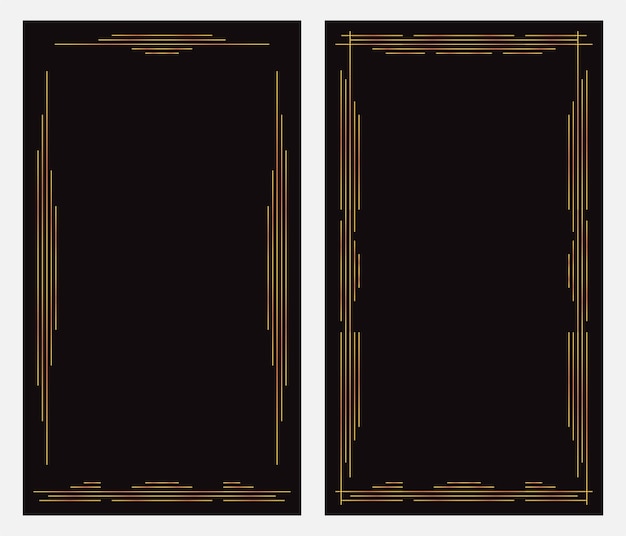 Art deco line border Modern tarot gold frames decorative lines borders and geometric golden label