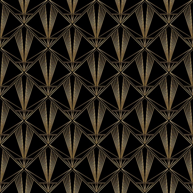 Vector art deco pattern vector gold black background luxury seamless ornament roaring twenties motif