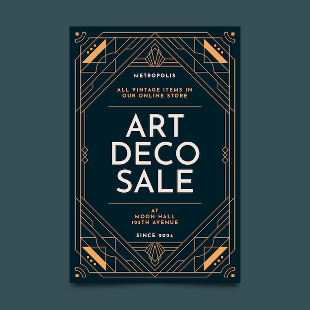 Vector art deco poster template with decorative elements