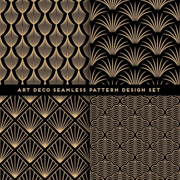 Art deco seamless pattern design set