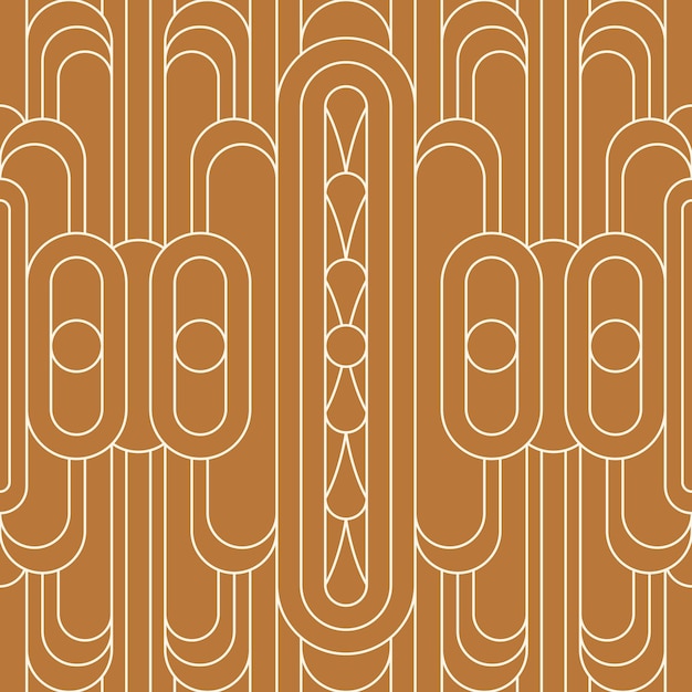 Art Deco Seamless Pattern in a Trendy Minimal Linear Style. Vector Abstract Geometric Background with Arches. For packaging, fabric printing, branding, wallpaper, covers