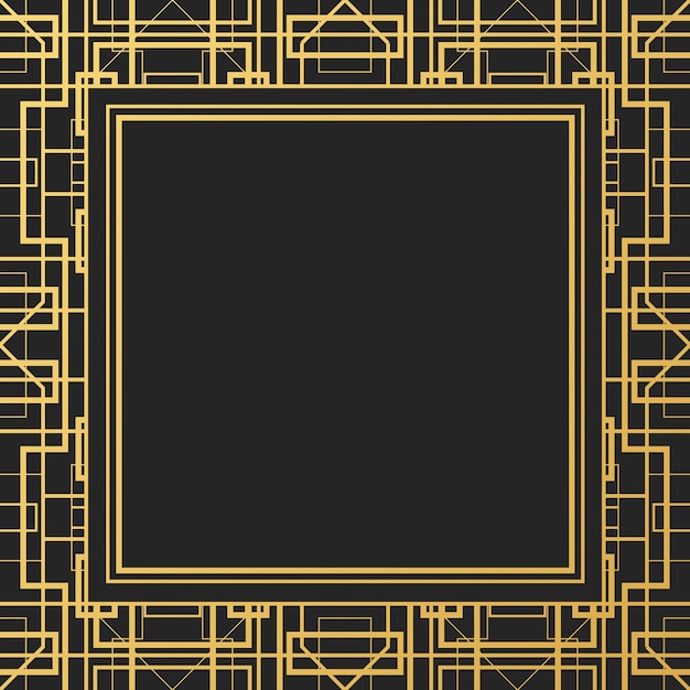 Art deco style frame golden vintage design element