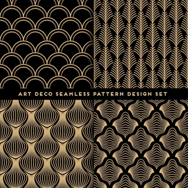 Art deco style seamless pattern design set