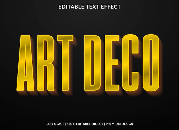 art deco text effect template with retro type style and bold text  