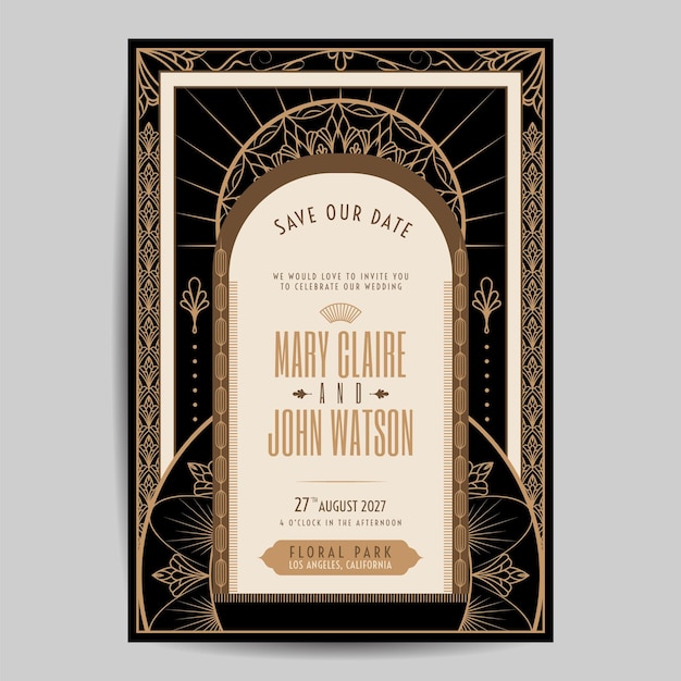 Art Deco Vintage Wedding Invitation