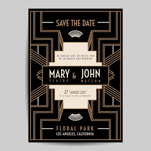 Art Deco Vintage Wedding Invitation