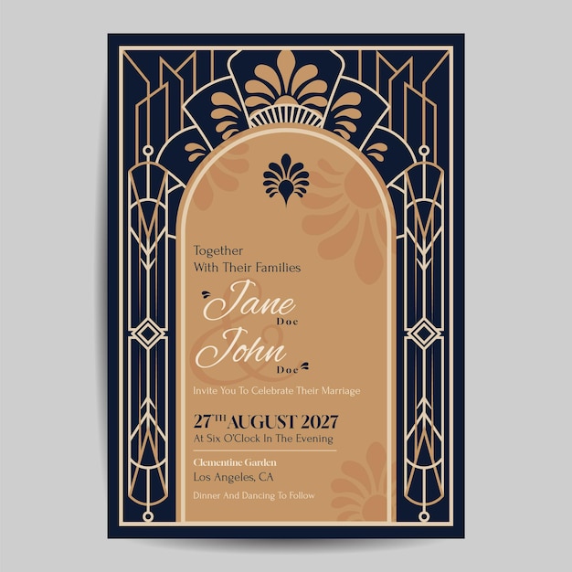 Art Deco Wedding Invitation Template