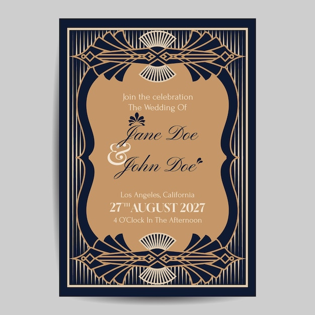 Art Deco Wedding Invitation Template