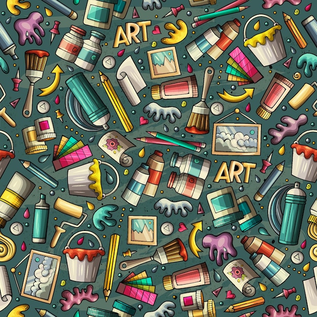 art and design doodle seamless pattern