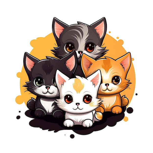 Art Emblem Kittens Vector Logo