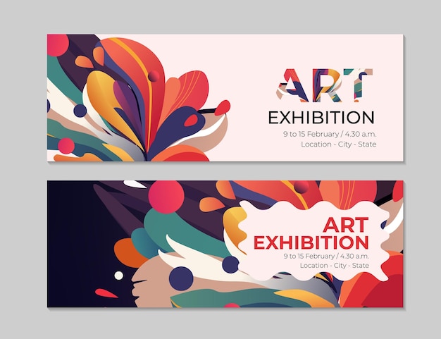 Vector art exhibition banners invitation to modern exposition