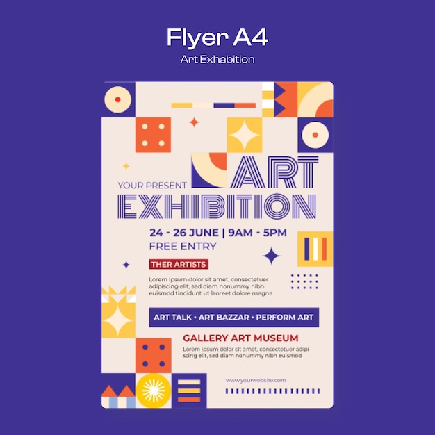 Vector art exhibition flyer template