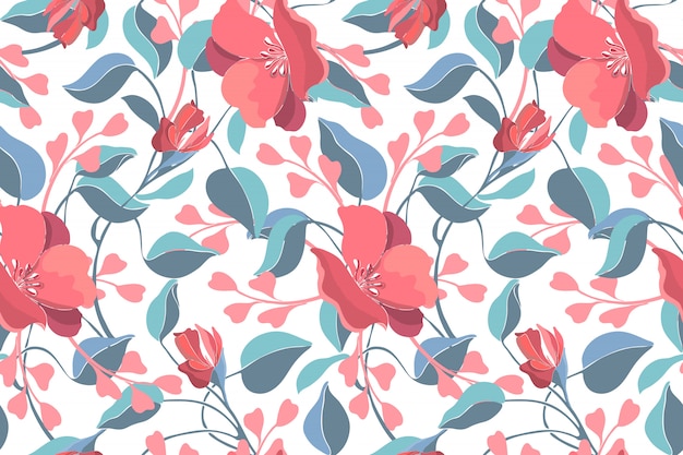 Art floral vector seamless pattern.