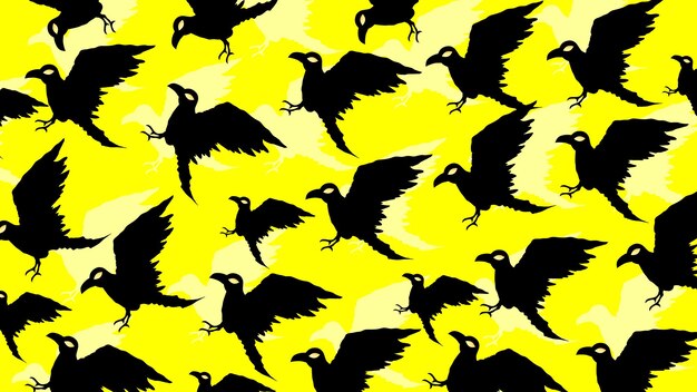 Vector art illustration background seamless design halloween colorful icon symbol wallpaper of crow