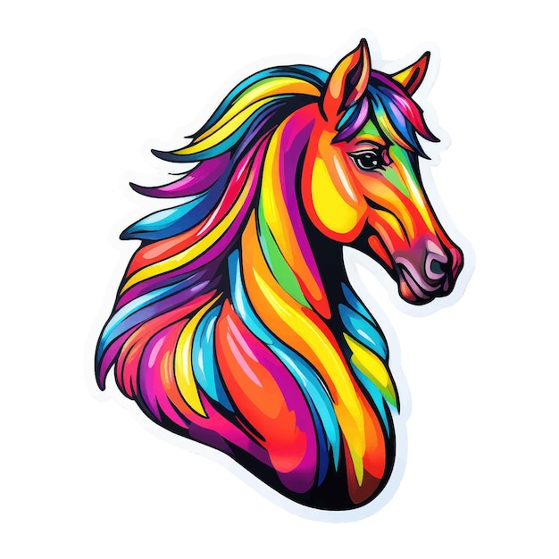 Art Illustration cartoon illustration of a rainbow horse for tshirts stickers banners brands