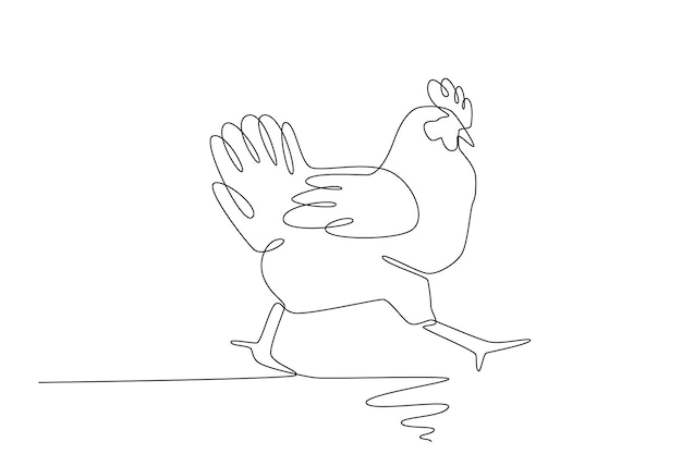 Art Illustration of chicken or hen. An animal concept for simple line or one line