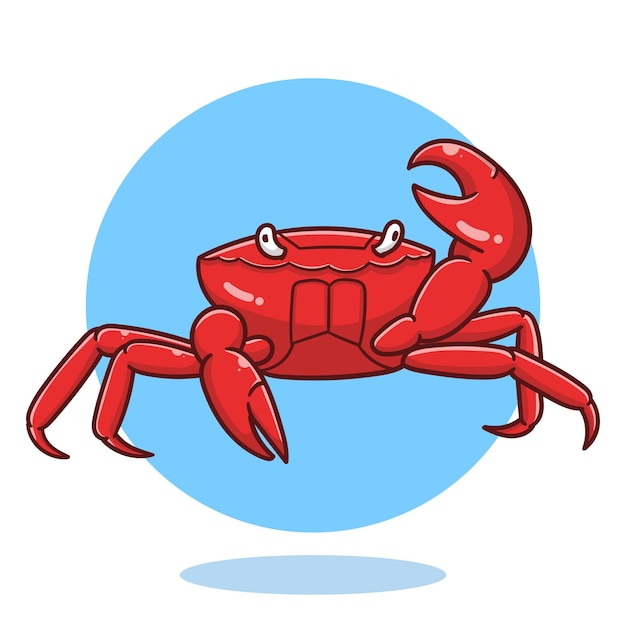 art illustration of cute cartoon crab, flat cartoon style icon.