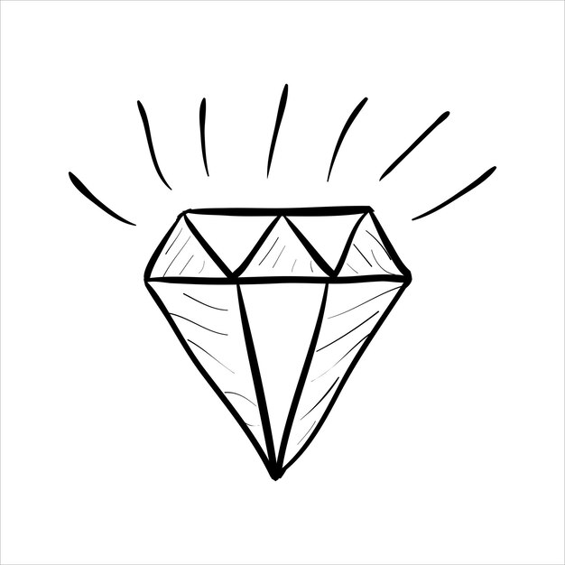 Vector art illustration design concept hand draw symbol icon stencil sketch of diamond jewelry