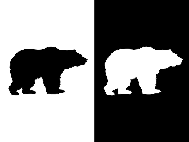 Art illustration design concpet icon black white logo isolated symbol of bear