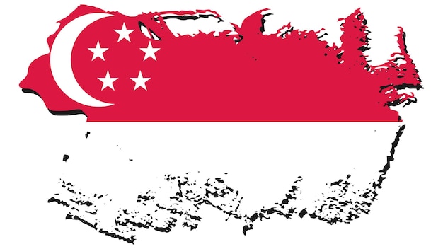 Art Illustration design nation flag with ripped effect sign symbol country of Singapore