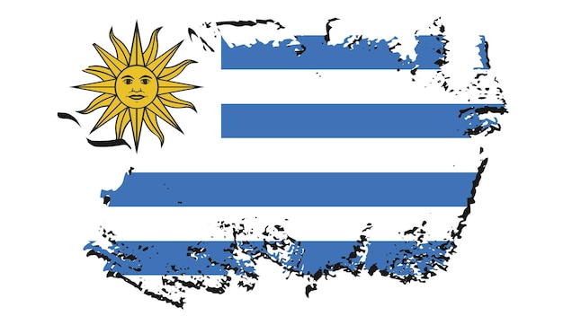 Art Illustration design nation flag with ripped effect sign symbol country of Uruguay