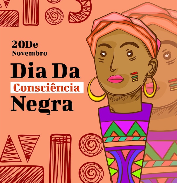 Art illustration design themed 20 novembro black awareness day in brazil