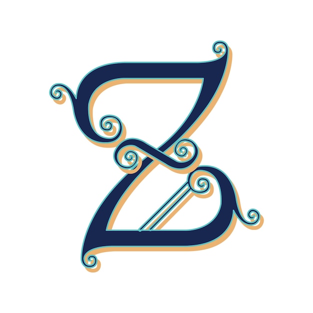 Art Lubna Initial Caps Font Capital Letter Z vector design