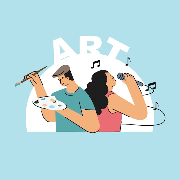 Art Man and Woman Illustration