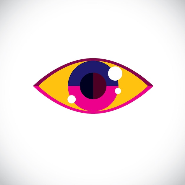 Art modern illustration of human eye, part of personality face, symbolic graphic element can be used in design.  Have your personal view at situation.