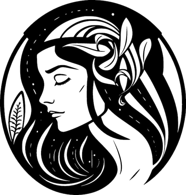 Art Nouveau Black and White Isolated Icon Vector illustration