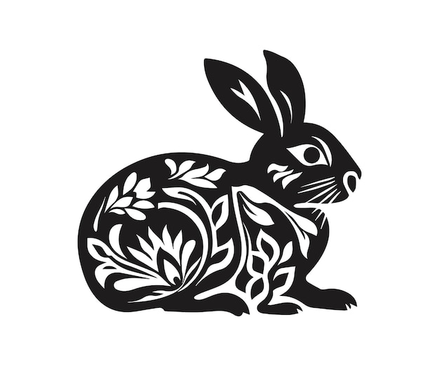 Art Nouveau Easter Rabbits Silhouette