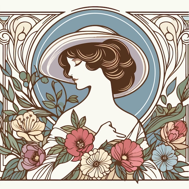 Art Nouveau flat illustration