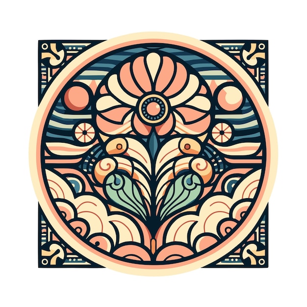 art nouveau pattern flat vector design