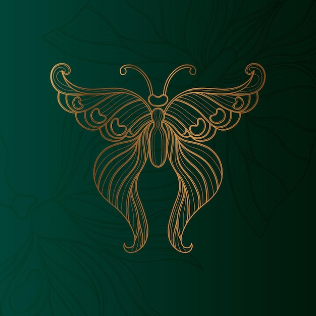 Art nouveau style butterfly basic element 19201930 years vintage design Symbol motif Emerald green design