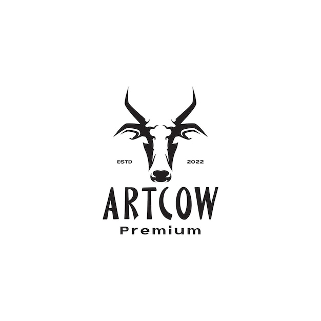 Art simple vintage head cow logo design vector graphic symbol icon illustration creative idea