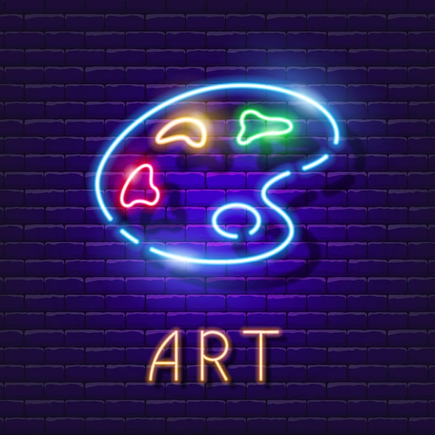 Art vector neon sign Drawing lesson glowing icon