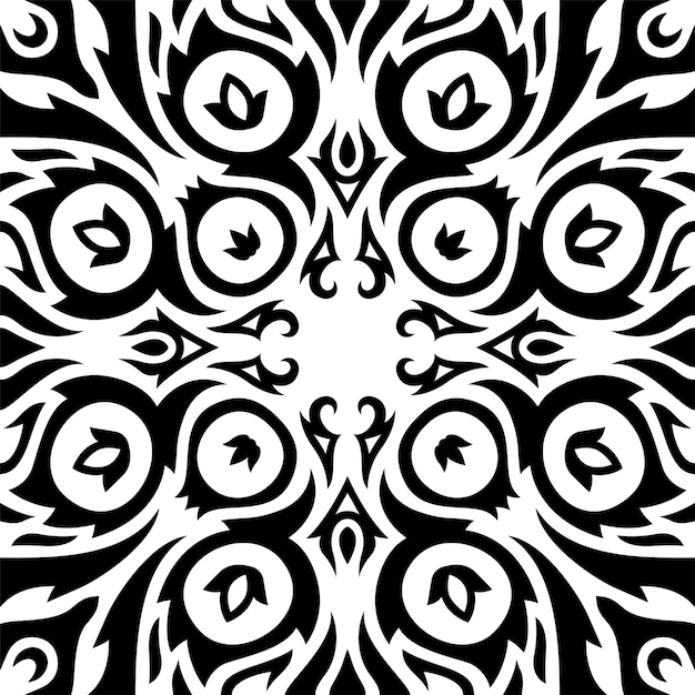 Art with black tribal vintage tile pattern