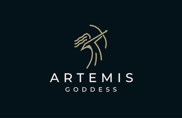 Artemis goddess of the hunt logo icon design template flat vector illustration