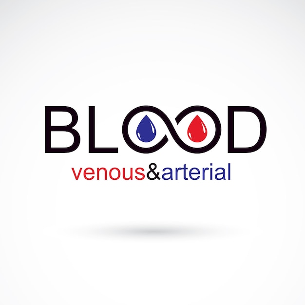 Arterial and venous blood, blood circulation conceptual vector illustration. Cardiology medical care vector emblem for use in pharmacy.