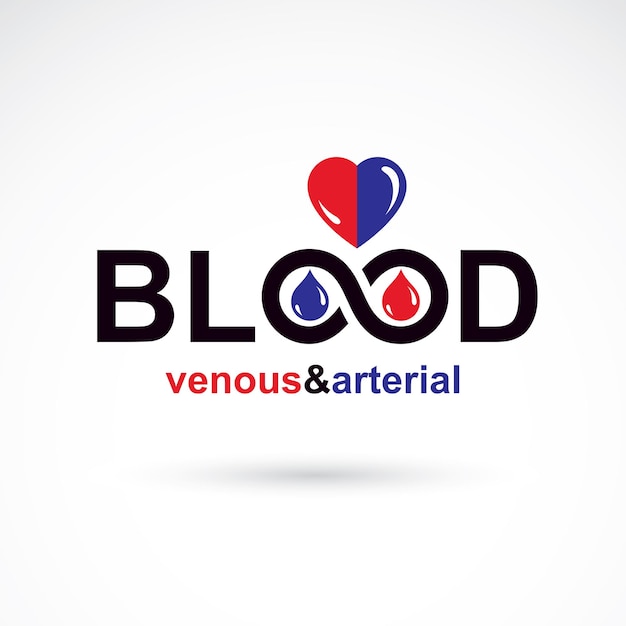 Arterial and venous blood, blood circulation conceptual vector illustration. Healthy lifestyle conceptual logo for use in pharmacology.