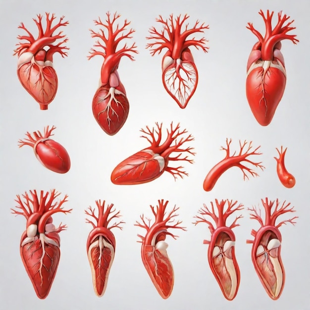 Arteries cartoon vector set White background isolated