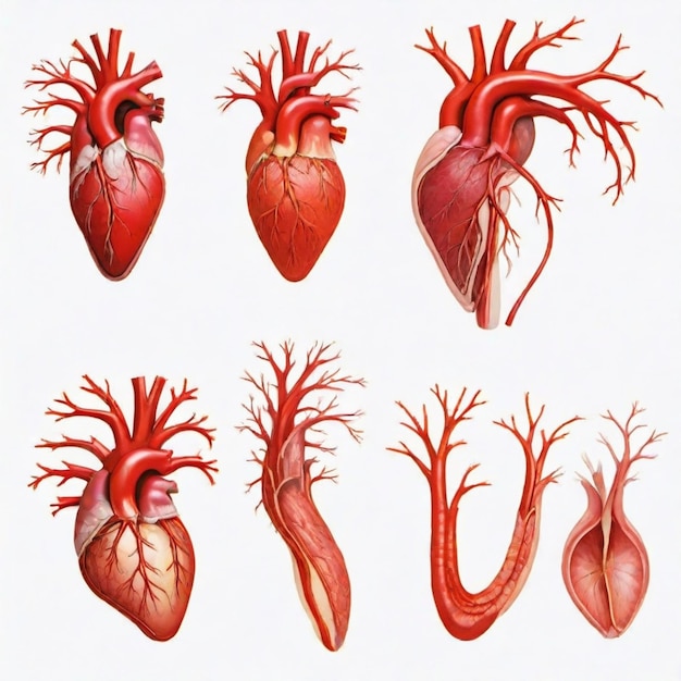 Arteries cartoon vector set White background isolated