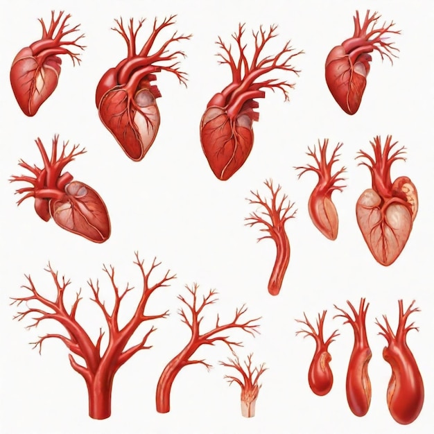 Arteries Flat Vector set White background illustration