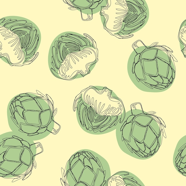 Artichoke vector background vegetarian seamless pattern