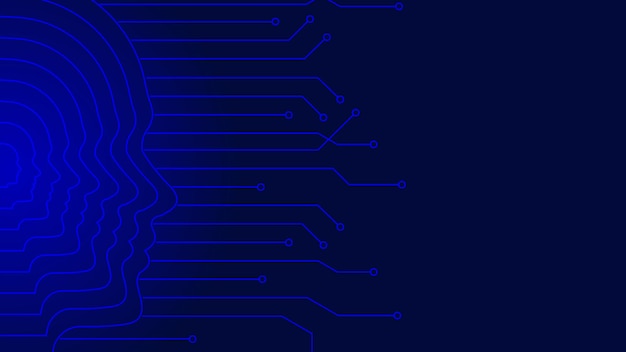 Artificial intelligence AI human head contours Science and technology and technology engineering