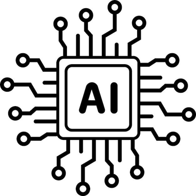 Artificial Intelligence AI icon flat vector illustration