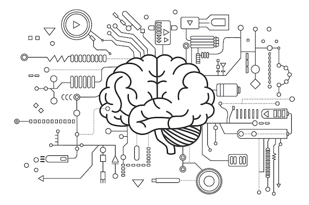 Vector artificial intelligence brain concept of artificial intelligence ai and machine learning