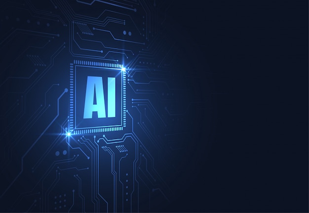 Artificial intelligence chipset on circuit board in futuristic concept